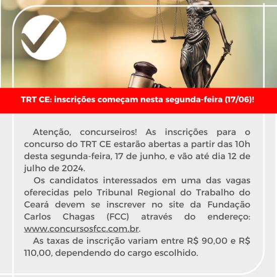 Você está visualizando atualmente TRT/CE publica edital de concurso para provimento de cargos de servidores