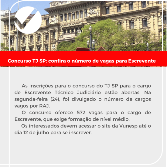 Leia mais sobre o artigo Concurso TJ SP: confira o número de vagas para Escrevente