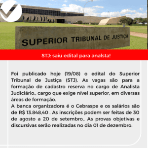 STJ: Saiu edital para analista!