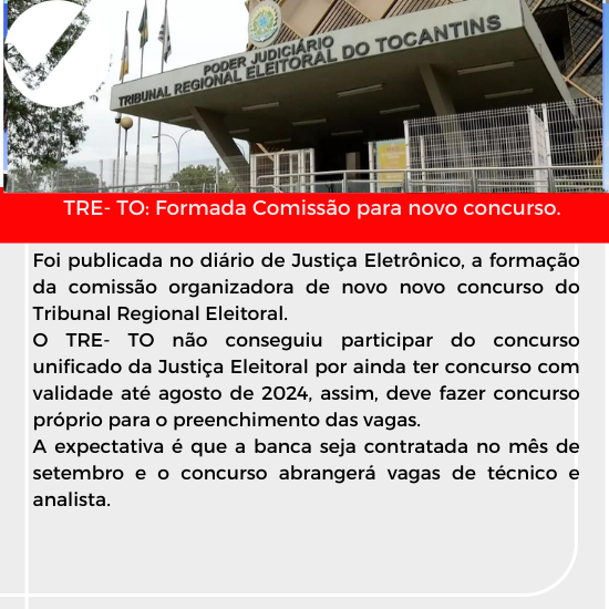 Leia mais sobre o artigo TRE-TO: Formada Comissão para novo concurso.