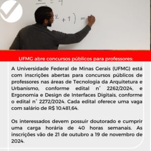 UFMG abre concursos públicos para professores